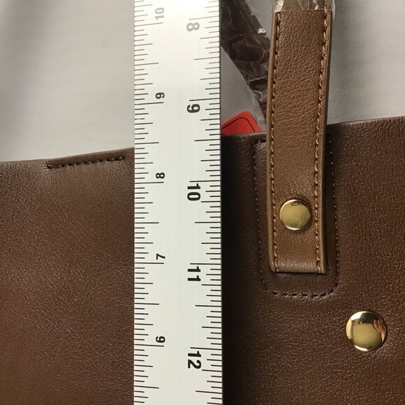 Montana West Satchel Vegan Leather Handbag (Large Size) Brown - Picture 8 of 12